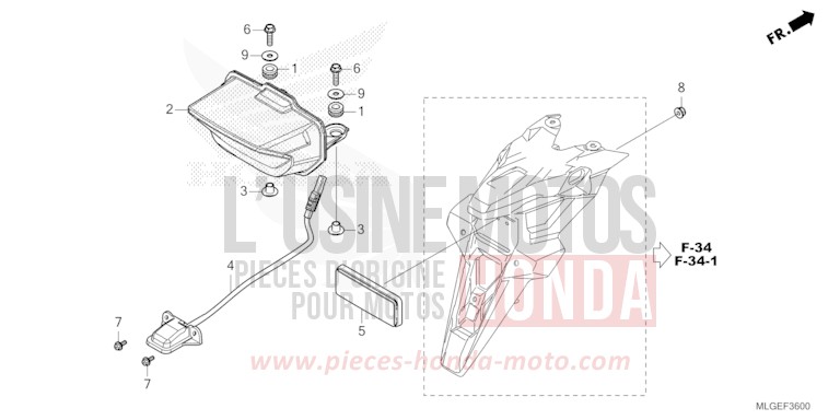 HECKLEUCHTE/KENNZEICHENBELEUCHTUNG von Africa Twin DCT GRAND PRIX RED (R380B) von 2023
